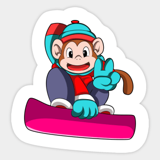 Monkey at Snowboarding with Snowboard Sticker